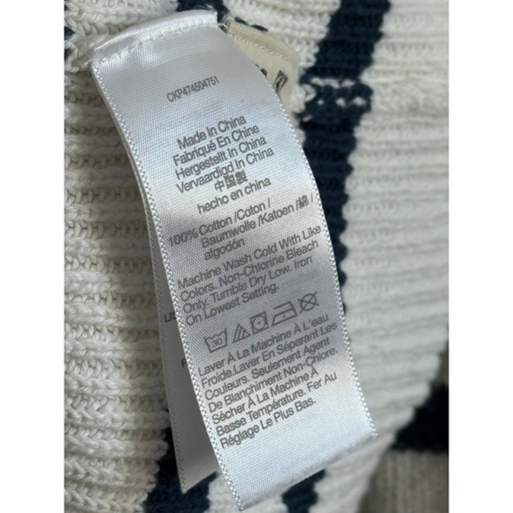 Madewell Ribbed‎ Cardigan Small White Navy Blue Nautical Striped Knit Sweater - Picture 6 of 8